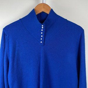 Designers Originals Sweater Blue Pearl Buttons Soft Acrylic 36 Medium Vintage